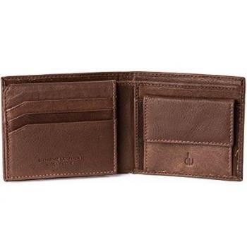 DV Cartera hombre Pequeña de Piel Nappa Luxury con Monedero y 8 Bolsillos para Tarjetas Marron