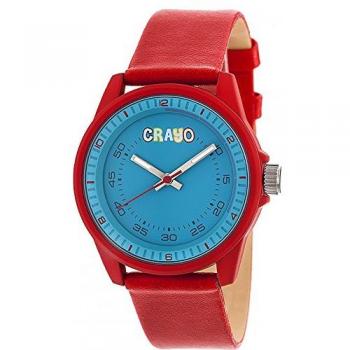 Crayo Jolt Unisex Quartz Watch - Red Leather Strap - One Size