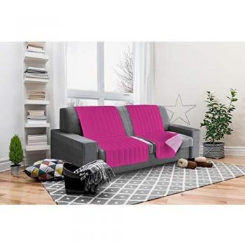 Italian Bed Linen Elegant Protector de Respaldo y Asiento para Sofá, Microfibra, Lila y Fucsia, 40x30x15 cm