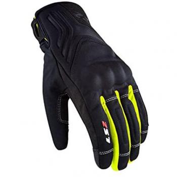 Guantes LS2 Jet II - Moto Seguridad Protección - Ajuste Personalizado - Impermeables - Negro Amarillo - Tamaño S