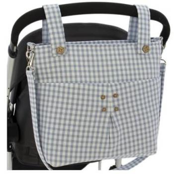 Bolso Talega para Silla de Paseo Rosy Fuentes - Azul Pálido, con Asa Larga y Bolsillos Interiores - Limpieza Sencilla