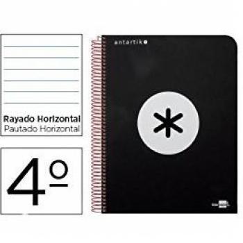 BLOC ESPIRAL LIDERPAPEL CUARTO ANTARTIK TAPA POLIPROPILENO 80 H 100G HORIZONTAL CON MARGEN NEGRO