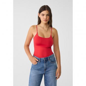 Stradivarius Red Bodysuit with Thin Straps L