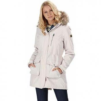 Regatta Serleena - Parka con capucha para mujer, impermeable y térmica, de piel sintética, Mujer, Chaquetas con aislamiento impermeable, RWP283 04514L, Vainilla Claro, 42