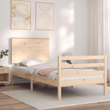 Cama con cabecero de madera maciza 90x200 cm