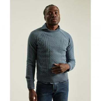 Jersey Hombre Punto Cable Estructura Aguamarina