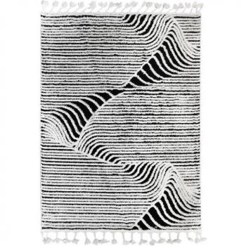 Alfombra GRAPHICA de poliéster con efecto relieve, diseño de montaña, color blanco y negro, 120 x 170 cm