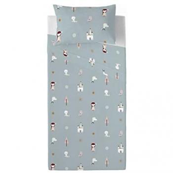 Juego de Sábanas Infantil 100% Algodón Haciendo el Indio Dama Nieves - Fabricado en España (Cama de 105/110)