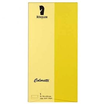Sobres Coloretti DL 80g/m², color amarillo dorado, paquete de 5 unidades