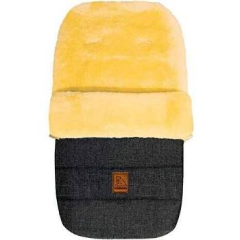 Saco cubrepiés de invierno Eisbärchen con auténtico Lammfell, gris jaspeado, para cochecito y buggy, lavable, 5 ranuras para cinturones