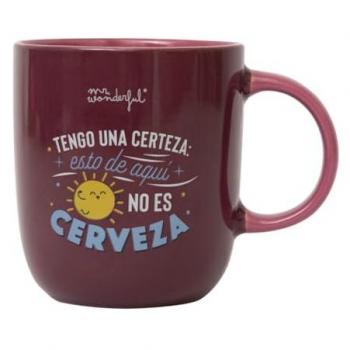 Taza Mr Wonderful Tengo una certeza: esto de aquí no es cerveza, multicolor, dimensiones 10x9x9 cm