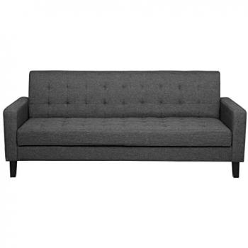 Sofá Cama Tapizado Gris Oscuro 3 Plazas Acolchado Click Clack