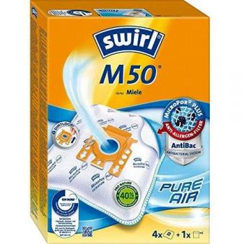 Swirl Sac D'ASPIRATEUR, Avec MICROPORPLUS M 50 MicroPor Plus Green para Aspiradora Miele, Antialergénico, Alta Potencia de Aspiración Permanente, 4 Bolsas + 1 Filtro