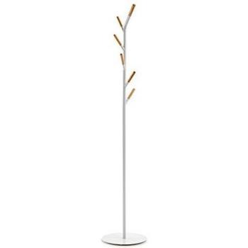 Kave Home - Perchero Nerb Blanco 175 cm de Acero y Madera Caucho