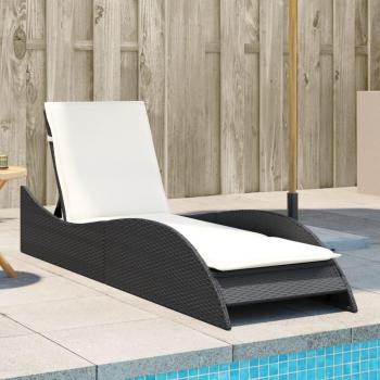 Cama solar con almohada negra 60x205x73 cm en polyrattan