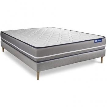 Somier gris ACTISOM + Colchón Actilatex Pur 160 x 210 cm con látex y espuma viscoelástica, 3 zonas de confort