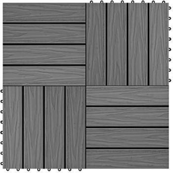 vidaXL 11 pcs Decking Tiles Deep Embossed WPC 30x30 cm 1 sqm Grey