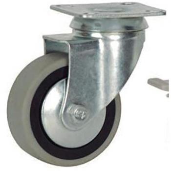 Rueda con soporte placa aro goma 50 mm semi industrial sin freno