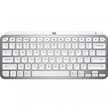 Teclado Logitech MX Keys Mini para Oficina - Inalámbrico, Retroiluminado, Bluetooth LE, QWERTY Inglés Internacional, Aluminio Blanco