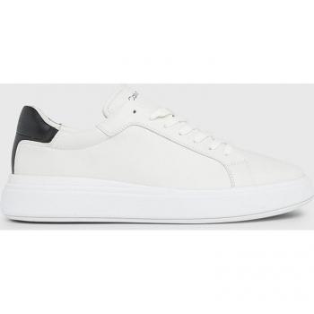 Calvin Klein Men's White Leather Low Top Lace-Up Sneakers Size 42