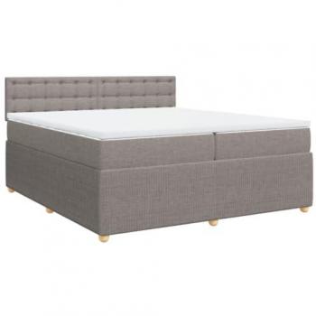 Cama box spring con colchón tela gris taupe 200x200 cm Vidaxl