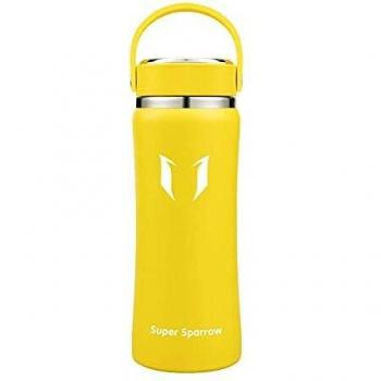 Super Sparrow Botella de Agua Acero Inoxidable - 500ml, Boca Ancha Termo, Sin BPA Free, Botellas Termica Reutilizable Frascos Térmicos para Niños & Adultos, Deporte, Oficina, Yoga, Ciclismo