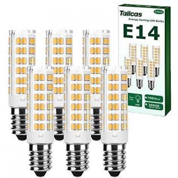 Bombilla LED E14 de 7W, Blanco Cálido 3000K Maíz LED Bulbo, Equivalente Bombilla Incandescente 65W, E14 Tornillo ​Edison Pequeño Bombillas LED, 700 Lúmenes No Regulable Sin Parpadeo, Pack 6 Unidades