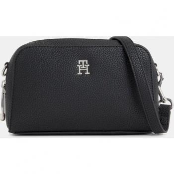 Bandolera Negra Tommy Hilfiger con Logotipo Metalizado, Talla Única, Correa Ajustable y Cierre de Cremallera