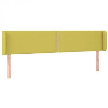 Cabecero de tela verde 163x16x78/88 cm con orejas, tapizado antimancha, acolchado y protector elástico