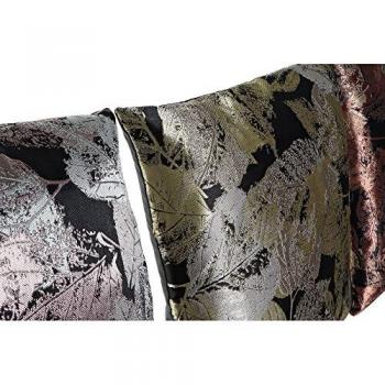 Cojín Decorativo DKD Home Decor Rosa de Poliéster con Detalles en Cobre y Amarillo, Diseño Jacquard de Hoja de Planta (45 x 10 x 45 cm) - Paquete de 3 Un