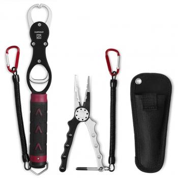 Juego de Alicates de Pesca, Zanmax Kit de Herramientas portátil para Pesca con Escala, Agarre de Pinza de Pesca, Gancho de pesca con Funda y Cordón