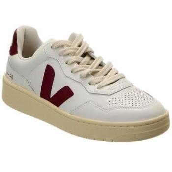 VEJA Women's V-90 O.T. Leather Sneakers, Extra White/Marsala, Size: 37 (EU) / 7 US / 4 UK - female