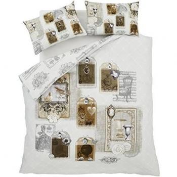 Catherine Lansfield envejecido Collage Juego de fundas para edredón, poliéster/algodón, multicolor, King