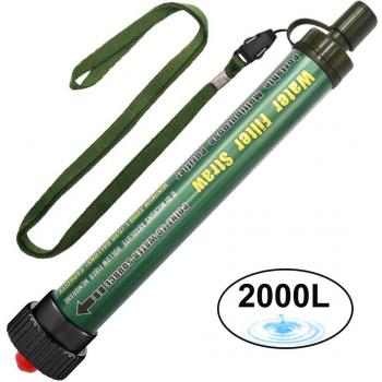 Filtro de Agua DeFe 2000L Personal Sistema de Filtración de Agua 0.01 Micron Mini Purificador de Agua Portátil para Excursionismo Campamento Acampada Supervivencia y Preparación de Emergencias
