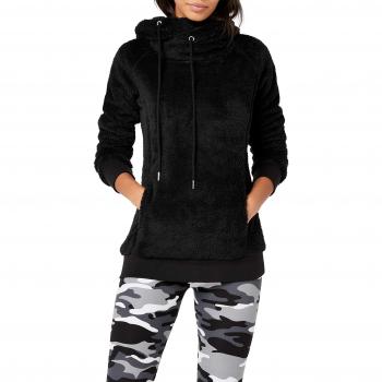 Urban Classics Women's Long Teddy Hoodie - Black - XS to XL