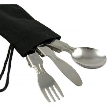 Juego de 3 cubiertos de acero inoxidable con bolsa de plástico para camping festivales, senderismo y todos los demás Actividades exterior