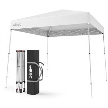 Carpa Plegable Blanca 2,5 x 2,5 x 2,7 m con Cierre Central y Techo Impermeable para Jardín y Eventos