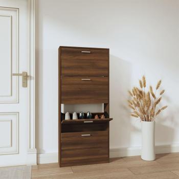 Zapatero marrón roble 59x17x150 cm madera multicapa