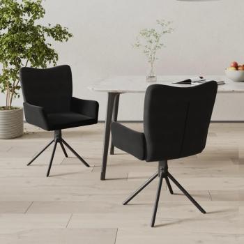 Swivel Dining Chairs Set of 2 Black Velvet