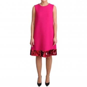 Dolce & Gabbana Fuchsia Wool Sequin Shift Sleeveless Dress - IT42|M, Short Dresses, female, Pink, Size: S
