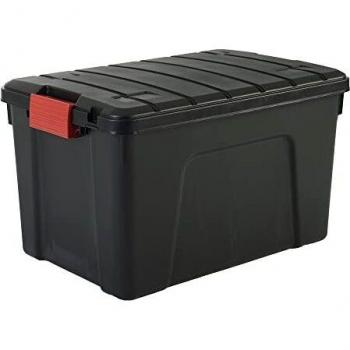 Caja de almacenamiento multiusos Iris Explorer Box en color negro y rojo, capacidad de 60 litros