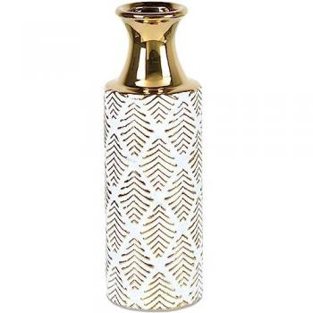 Jarrón Decorativo de Cerámica Alodie 31cm con Cuello Estrecho y Diseño de Rombos