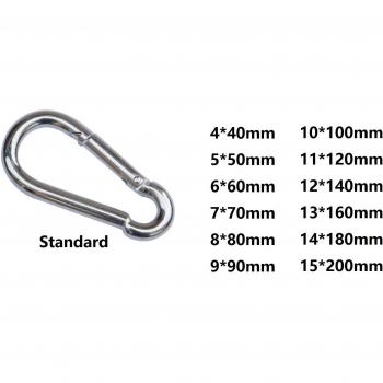 Mosquetón Mosquetón Acero Snap primavera Clip Hook Multi Tamaño fuerte 6 x 60 mm, 7 x 70 mm, 8 x 80 mm, 9 x 90 mm 10 x 100 mm 11 x 120 mm 12 x 140 mm 13 x 160 mm 14 x 180 mm 15 x 200 mm, 4X40MM