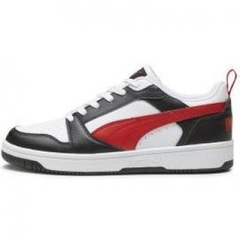 Puma Rebound V6 Low Men's Sneakers - White/Black/Red, Athletic Style