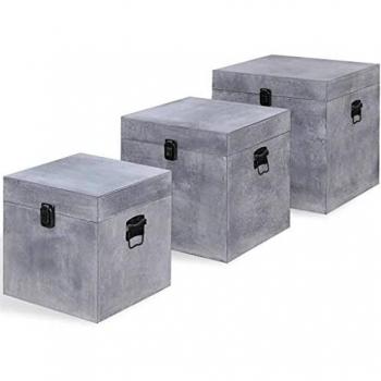 vidaXL 3 cajas de almacenaje de tablero material DM color gris concreto