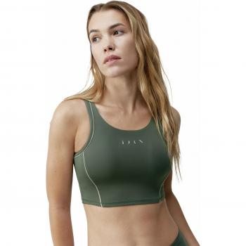Top de Yoga Mujer Indra Soporte Medio-Alto Verde Oliva/Blanco - XL