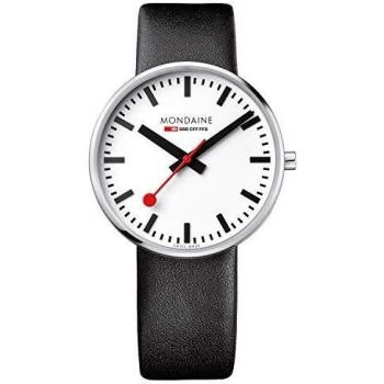 Mondaine Giant, Reloj de Cuero Negro para Hombre y Mujer, MSX.4211B.LB, 42 MM