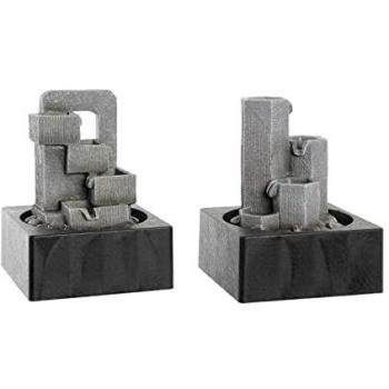 Fuente DKD Home Decor de Resina Oriental 18 x 18 x 24 cm (2 Unidades) - Color Gris, Estándar