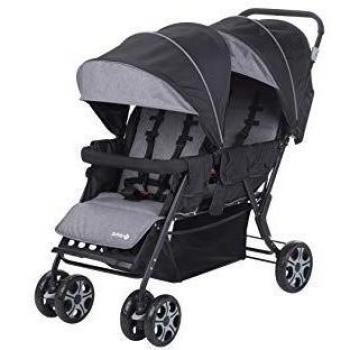 Safety 1st Teamy Cochecito gemelar y hermaños, Silla de paseo gemelar plegable, carrito gemelos doble, ligero y compacto, color Black Chic