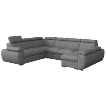 Sofá Rinconero Columbus 214, Gris, con Función de Descanso y Caja de Ropa de Cama, 325x260x85cm